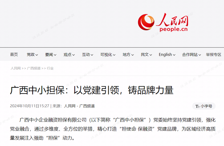 人民網| 廣西中小擔保：以黨建引領，鑄品牌力量